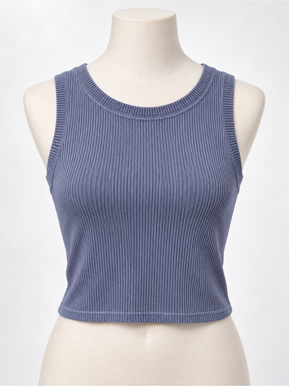 Ribbed Hollister Sleeveless Crop Tank Top - Blue